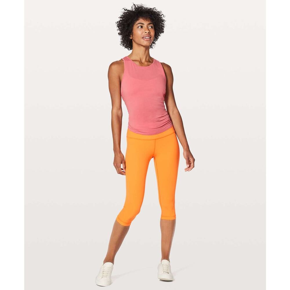 Lululemon Athletic Active Wunder Under Hi-Rise Crop Orange Leggings Size 6
